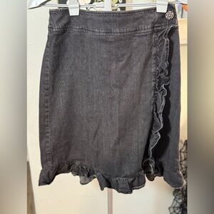 Lane Bryant Denim Ruffled Wrap Skirt, Rinsed  Black Jean, Women’s Sz 14